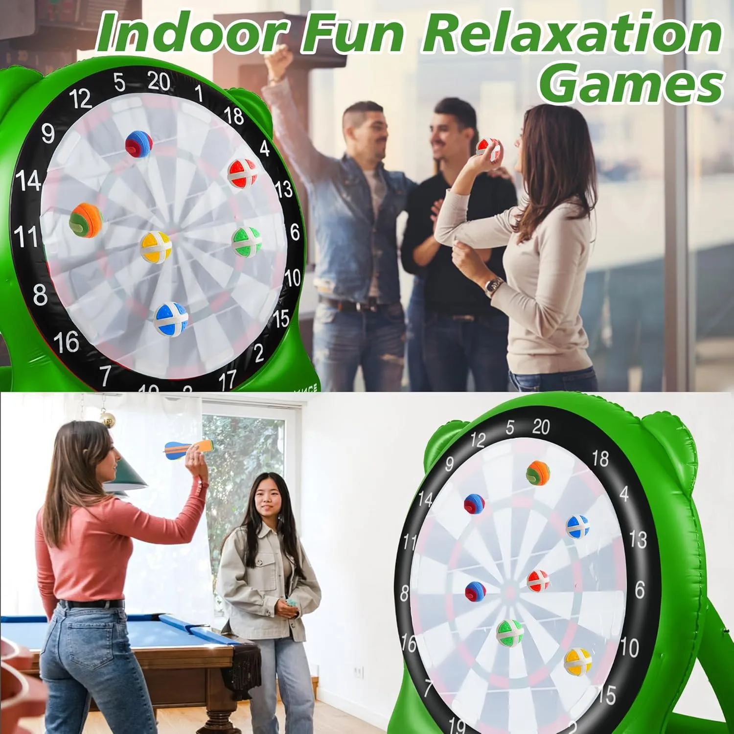 UBALANCE Giant Inflatable Dart Board, Outdoor Dartboard Yard Games for Adults, Family Sports, Sticky Kick Balls, Soccer, Tennis, Soft Darts, Golf, Party Fun Carnival Games