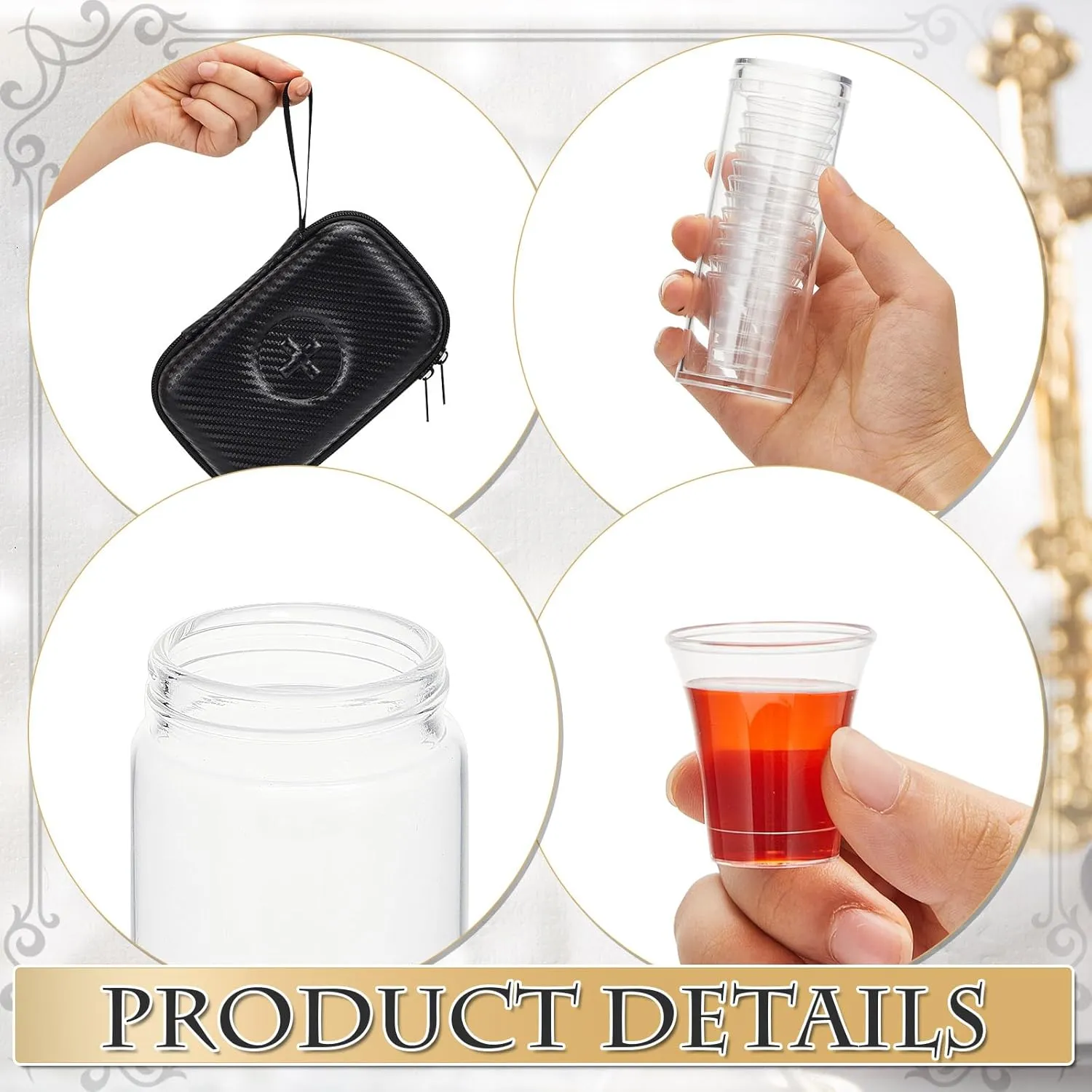 Uiifan 1 Set Portable Communion Set Gifts for Catholic Priests Travel, Home Visits, Wedding (Black)