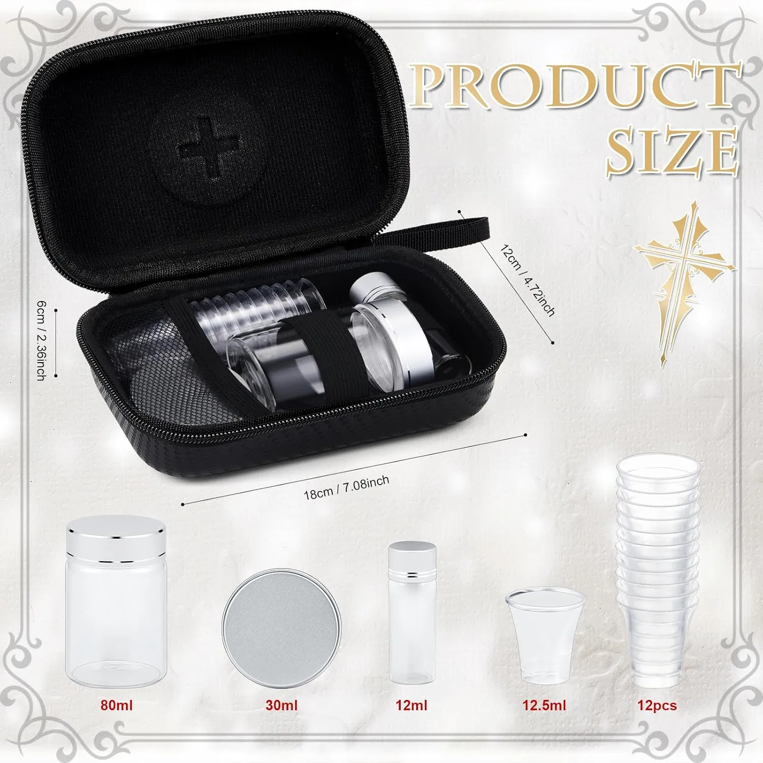 Uiifan 1 Set Portable Communion Set Gifts for Catholic Priests Travel, Home Visits, Wedding (Black)