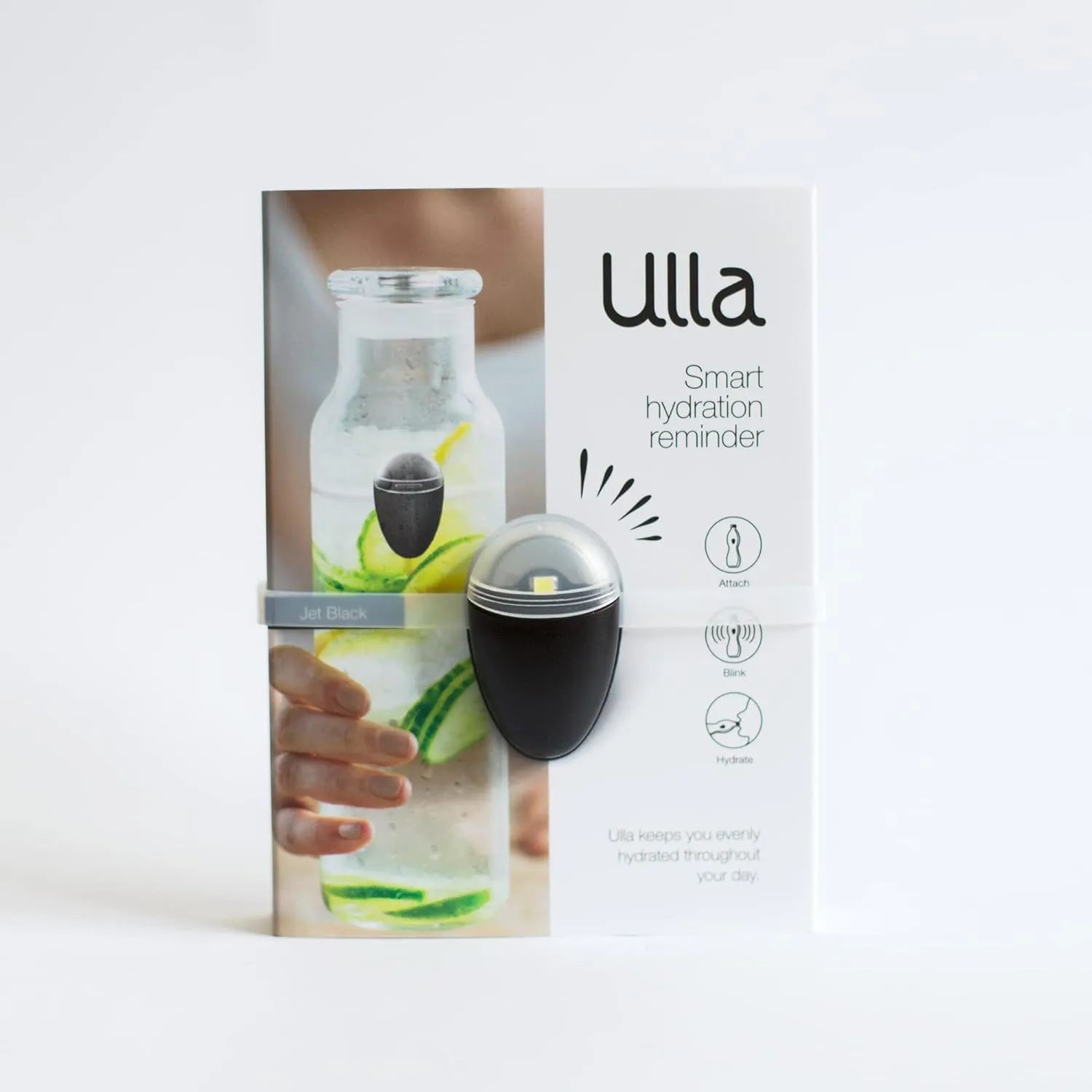 ULLA Smart Light for Water Bottle, Small Hydrate Reminder, Fits Most Water Bottles, Lights Up When Time to Drink, Hydration Intake Planner, Home & Office Use, BPA Free - Black