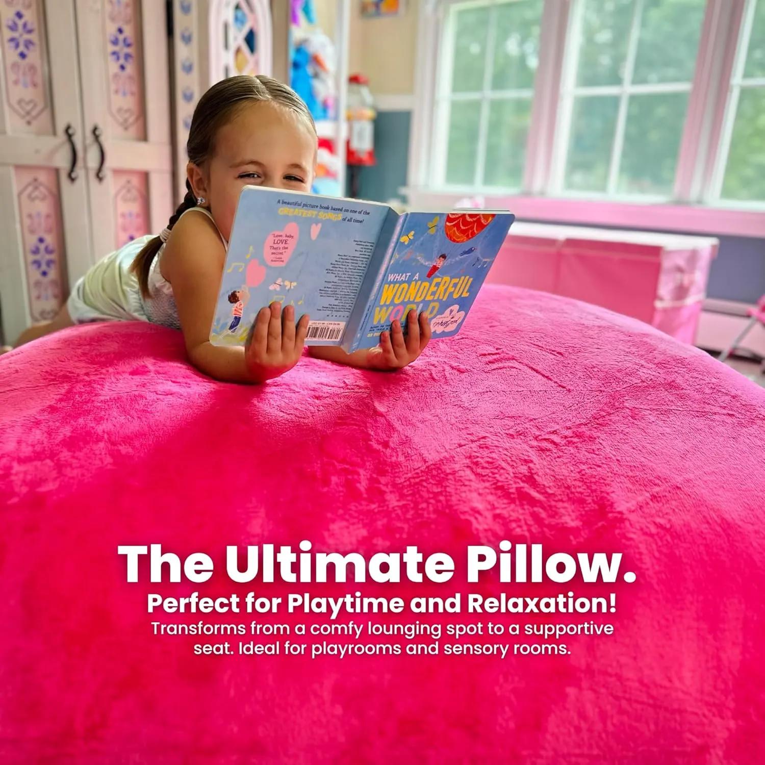 ULTIMATE SACK Crash Pad Pillow, Crash Pads for Kids, Sensory Pillow with Foam Blocks and Bean Bag Ability, 63 inches by 52 inches | Charcoal Fur