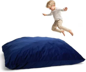 ULTIMATE SACK Crash Pad Pillow, Crash Pads for Kids, Sensory Pillow with Foam Blocks and Bean Bag Ability, 63 inches by 52 inches| Navy Suede