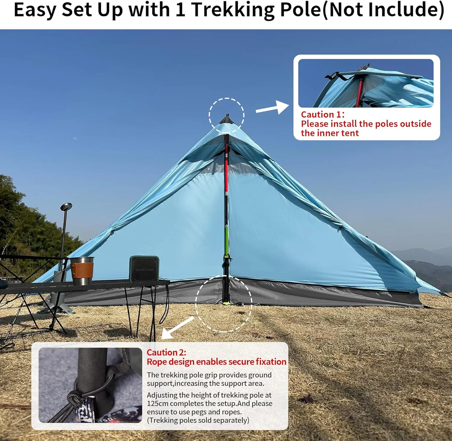 Ultralight Tent, Easy Setup, 1-2 Person Waterproof and Portable Tent for Camping Hiking Outdoor Climbing
