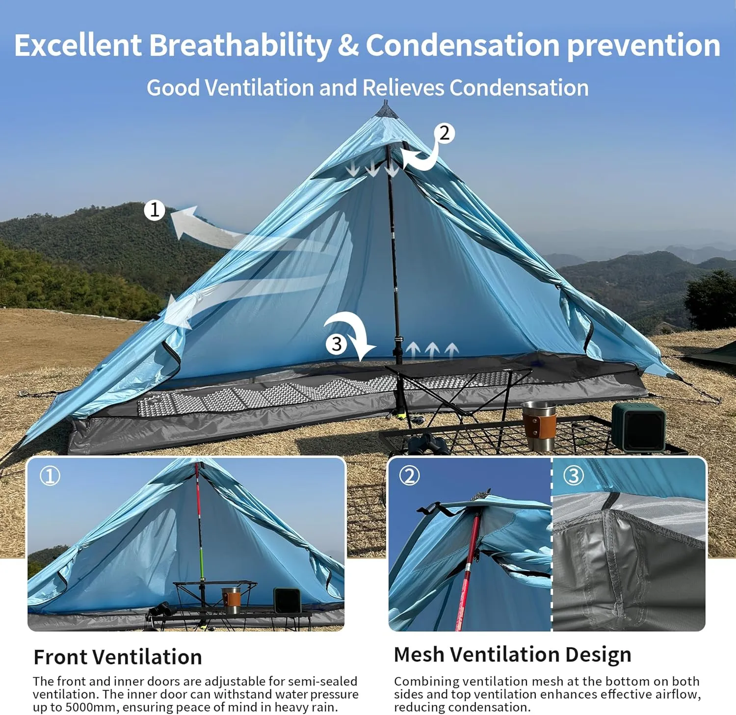 Ultralight Tent, Easy Setup, 1-2 Person Waterproof and Portable Tent for Camping Hiking Outdoor Climbing