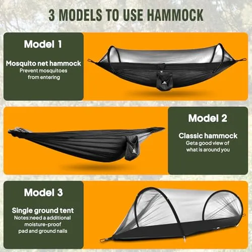 Ultralight Travel Camping Hammock Pop-up Net Hammock 300kg Capacity