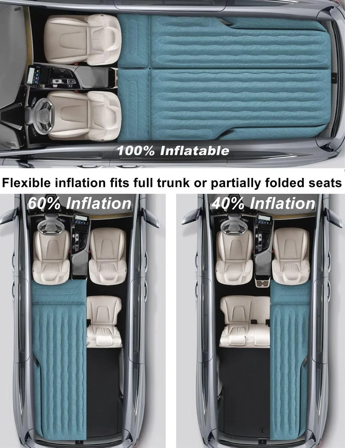 Umbrauto Inflatable SUV Air Mattress: Upgraded Flocked Surface Car Camping Airbed for Back Trunk, Truck Sleeping Bed Pad with Electric Pump for Outdoor Travel