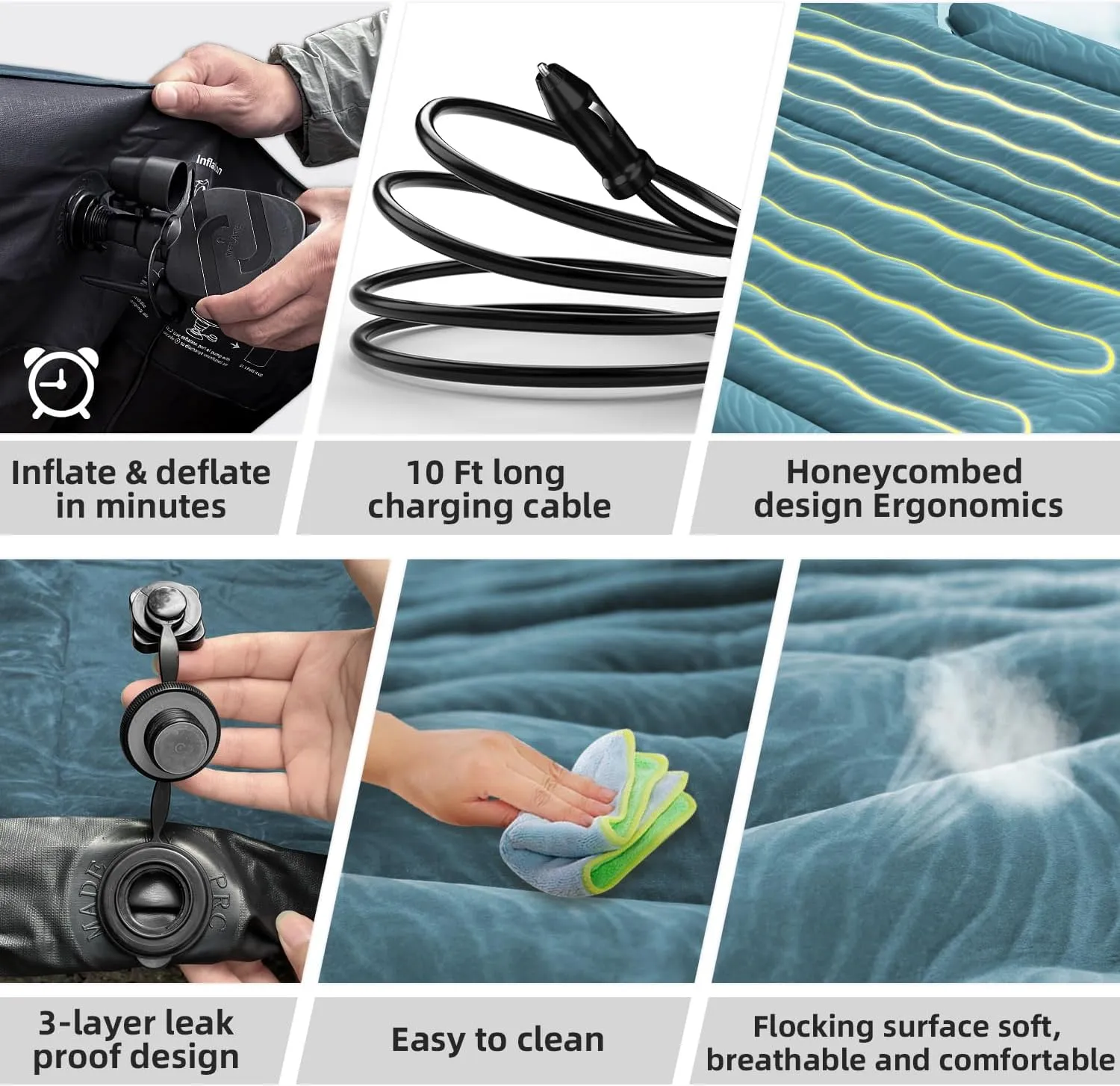 Umbrauto Inflatable SUV Air Mattress: Upgraded Flocked Surface Car Camping Airbed for Back Trunk, Truck Sleeping Bed Pad with Electric Pump for Outdoor Travel