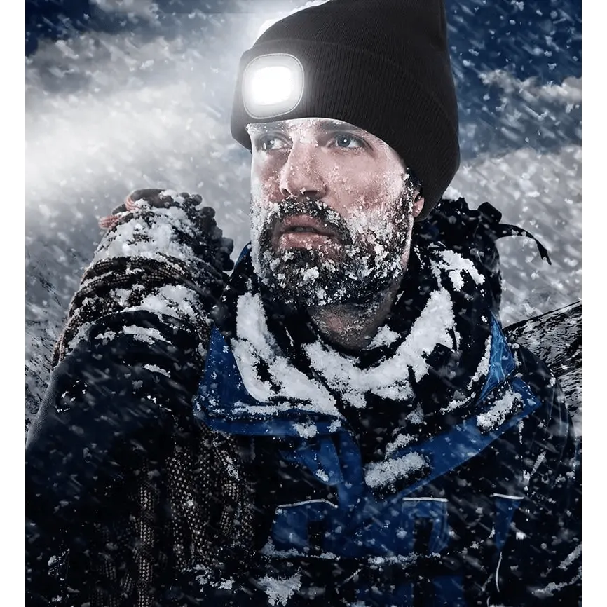 Unisex Fashion LED Light Knitted Hat For Men Women Trendy Elastic Beanie Cap Headlamp Winter Knit Lighted Headlight Headlamp Cap