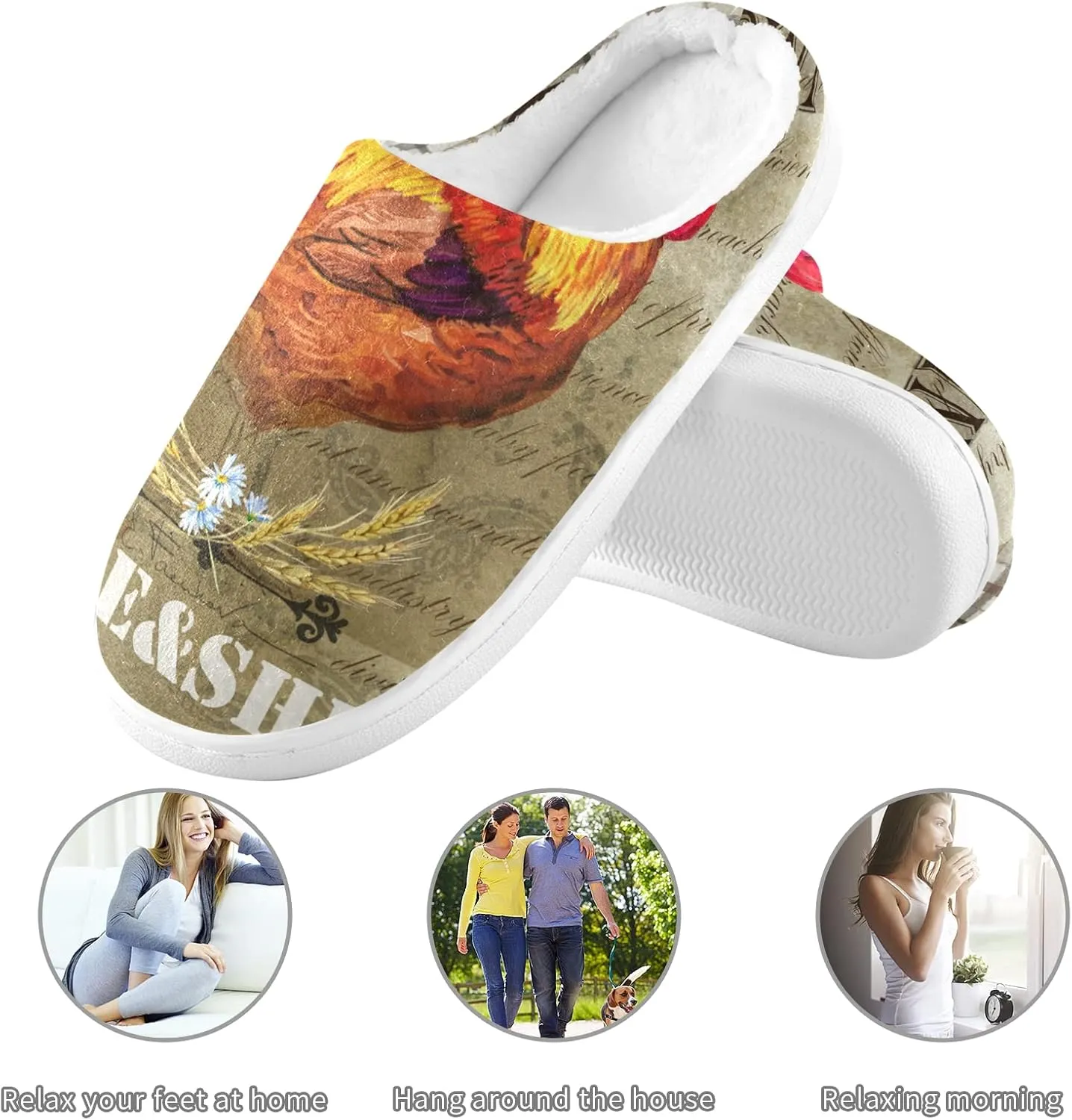 Unisex Memory Foam House Slippers Non-Skid Soft Warm Sole Coral Fleece Slip-on Closed Toe Hand Free Shoes for Bedroom Travel 6-17