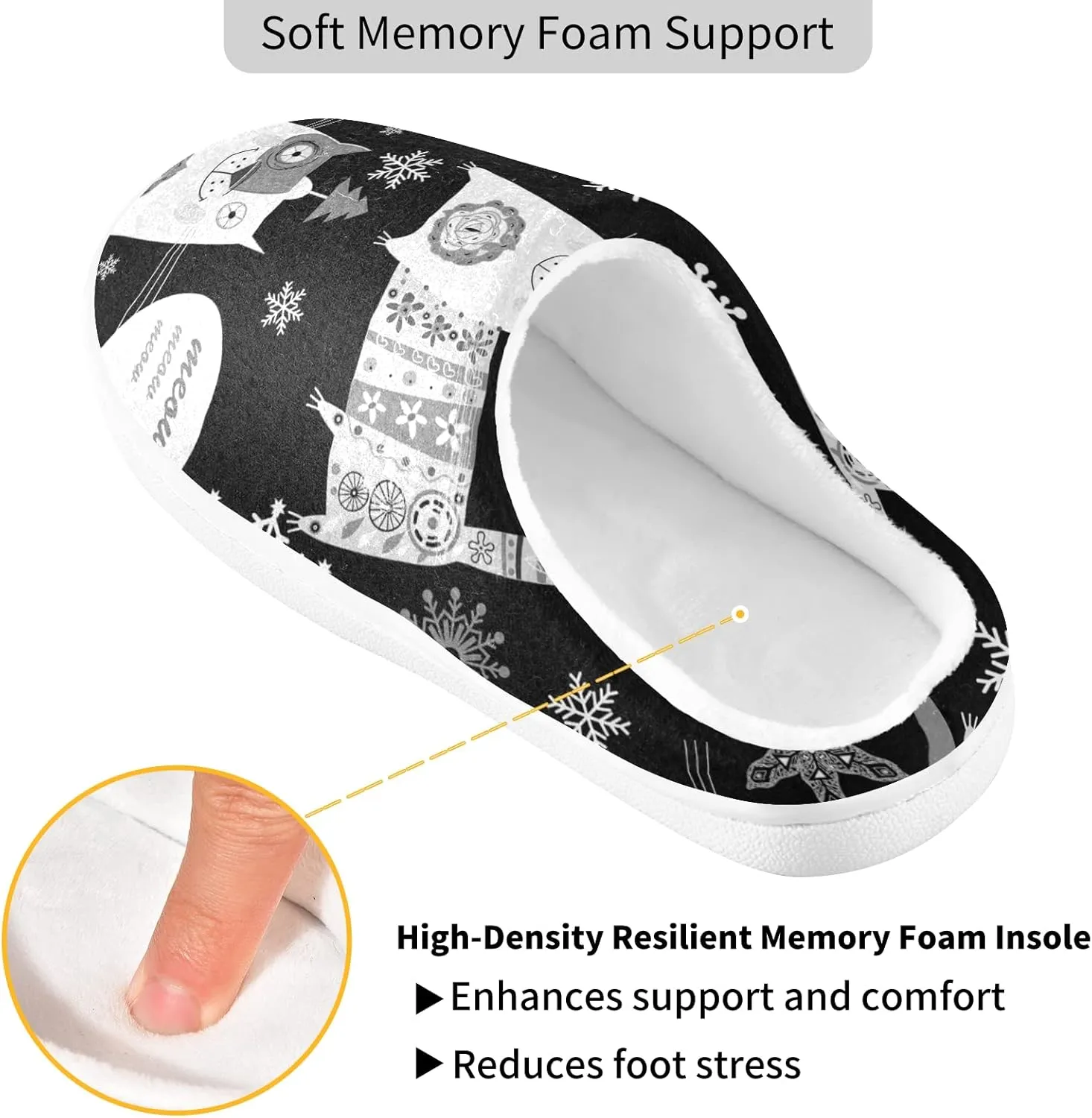 Unisex Memory Foam Warm Slippers Comfort Soft Casual Shoes for Indoor Outdoor S-XXXL
