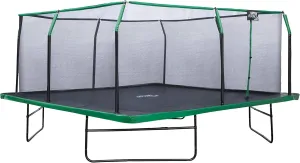 Upper Bounce Square Trampoline Set with Premium Top-Ring Enclosure & Safety Pad – Outdoor Gymnastics Trampoline for Kids – Supports up to 500 lbs