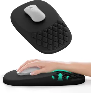 ‌VAGAU Ergonomic Mouse Pad with Wrist Rest, Wrist Rest Pain Relief Mousepad Memory Foam Massage & Non-Slip PU Base for Carpal Tunnel Pain Relief - Gaming, Office, Home Use (Black)