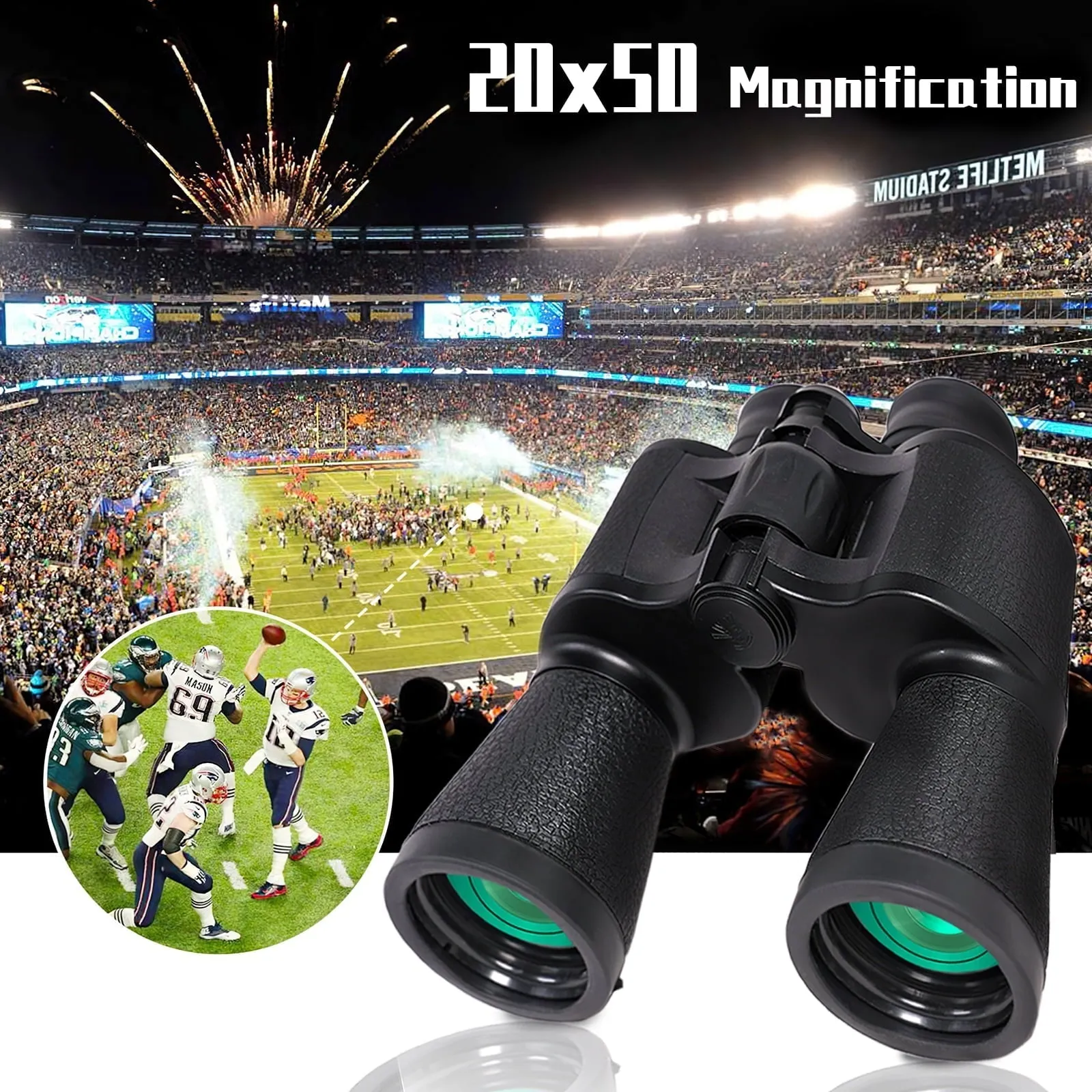VAVSEA Binoculars, 20x50 Binoculars for Adults, Compact HD High Powered Binoculars with Low Night Vision 28mm Large Field Binoculars with BAK4 Prism FMC Lens for Hunting Bird Watching Sports