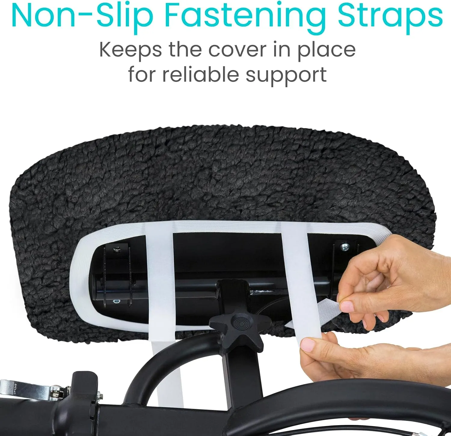 Vive Mobility Knee Scooter Pad Cover - Soft Plush Adult Sheepskin Memory Foam Cushion, Walker Accessory for Knee Roller, Padded Accessories Leg Cart Improves Comfort with Injury, Universal Fit (Black)