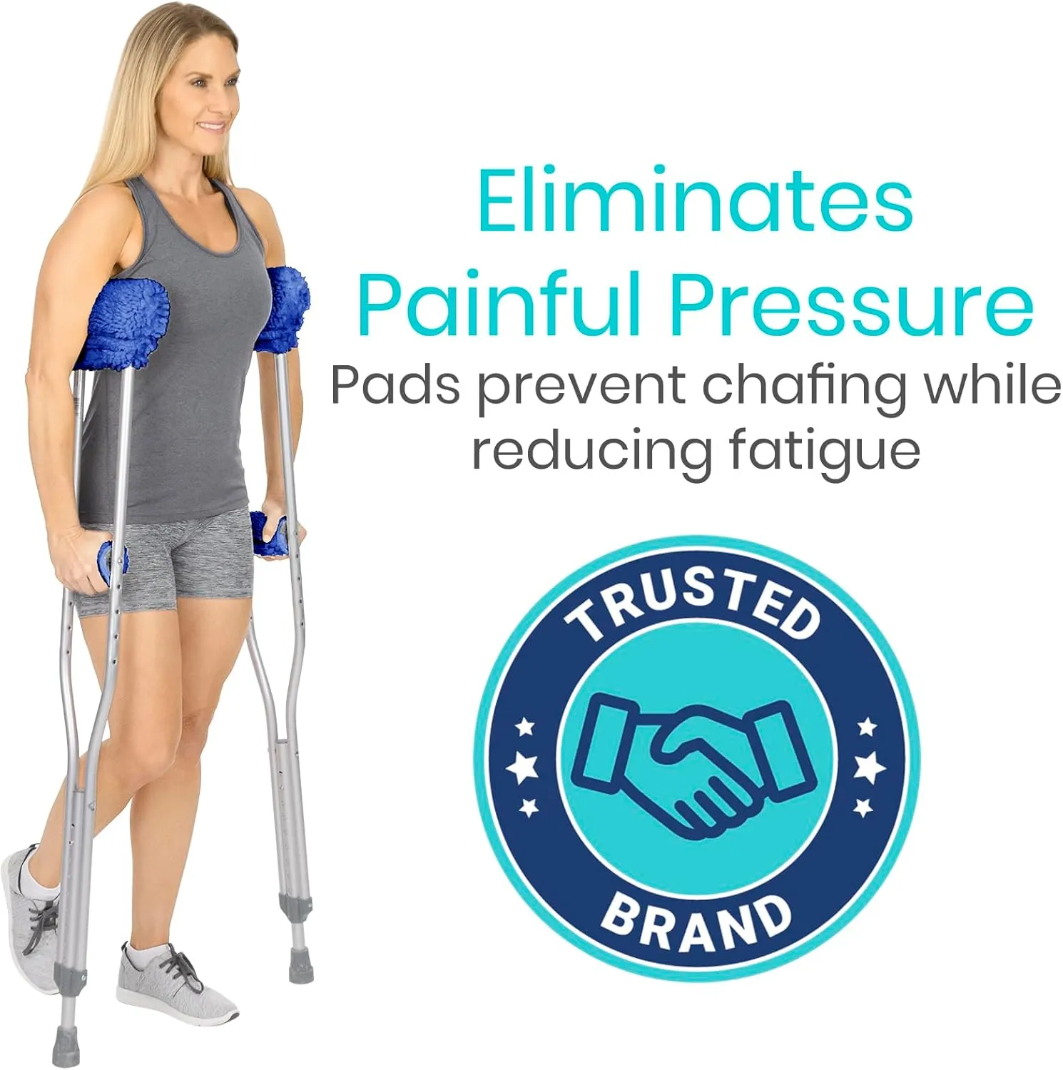 Vive Sheepskin Crutch Pads & Hand Grips - Comfortable, Breathable, Machine Washable Padding for Adults - Premium Accessory Covers for Crutches, Armpits - Latex-Free & Non-Toxic