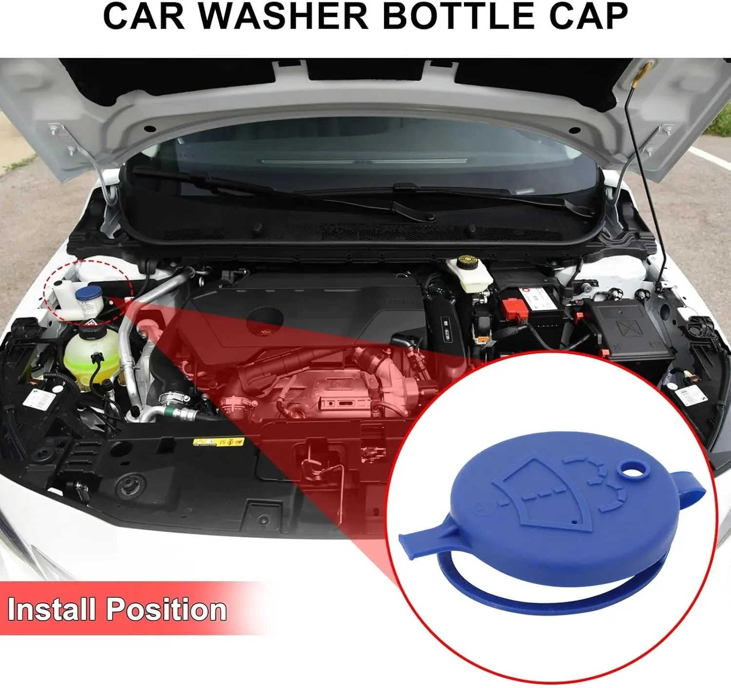 Washer Bottle Cap Compatible with Citroen for C2 C3 C5 Car Windshield Wiper Washer Fluid Reservoir Lid Cover Tank Bottle Pot Cap(4PCS)