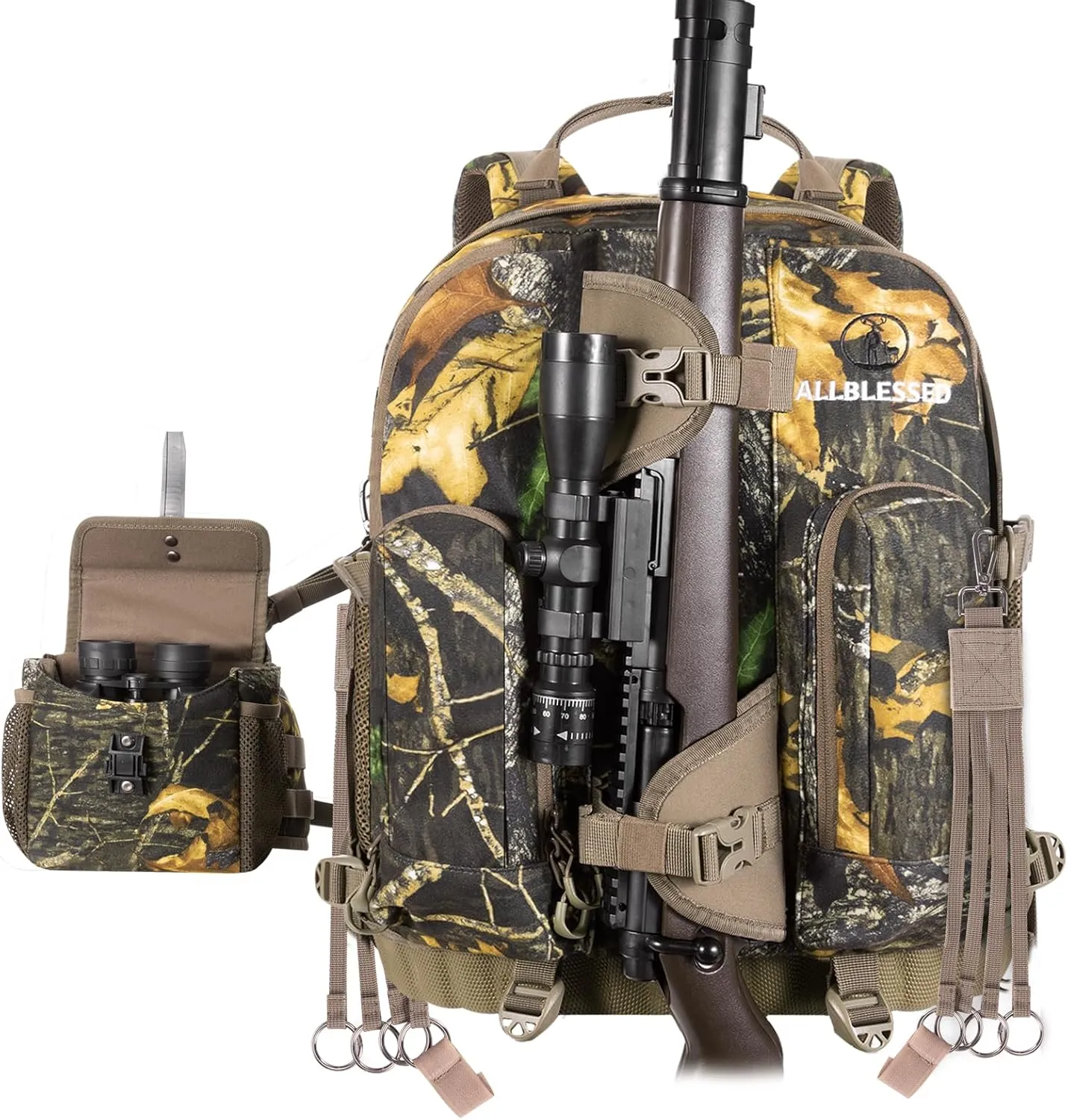 Waterproof Hunting Backpack for Bow Rifle with Binocular Harness Chest Pack for Gun and Bow Holder duck Waterfowl hunting accessories
