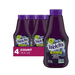 Welch's Squeezable 4-Pack of Natural Concord Grape Fruit Spread Gluten Free 18oz Plastic Jar   1 Freebie by Lavinia Essentials