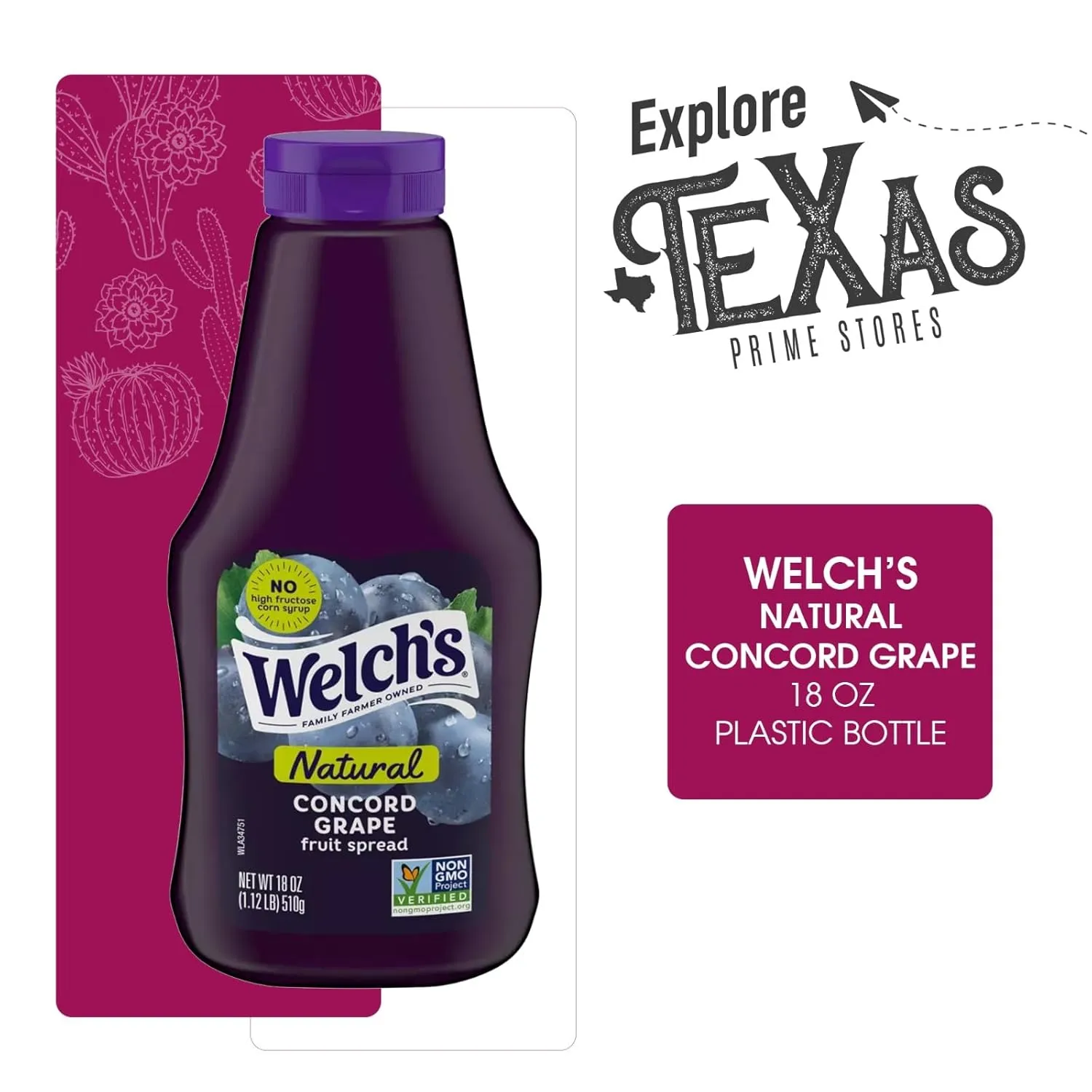 Welch's Squeezable 4-Pack of Natural Concord Grape Fruit Spread Gluten Free 18oz Plastic Jar   1 Freebie by Lavinia Essentials