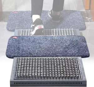 Wet Dry Cleaning Foot Pads, 2-in-1 Sole Clean Floor Mat, 28×16.5", Shoe Sole Brush and Absorbent Pads, Dirt Trapper, Cleaning Soles, for Foyer/Entrance/Store