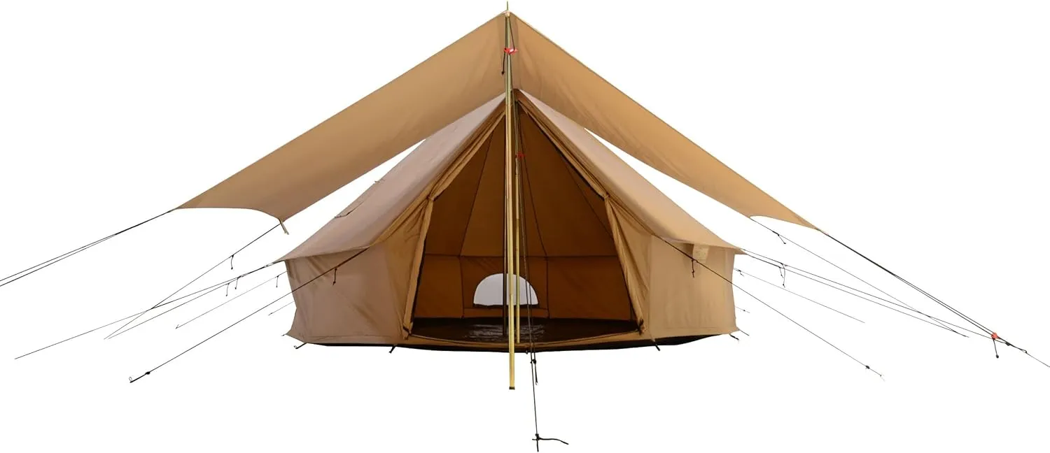 WHITEDUCK 10 Person 3 Season Tent Awning - Brown Cotton Canvas - Rectangular - Free Standing - Water Resistant - Perfect for Camping & Hiking
