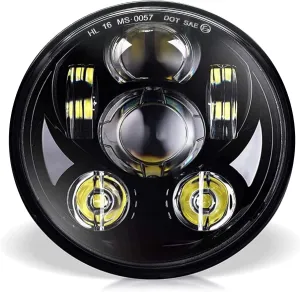 Wisamic 5-3/4 5.75 inch LED Headlight - Compatible with Harley Davidson Dyna Street Bob Super Wide Glide Low Rider Night Rod Train Softail Deuce Custom Sportster Iron 883-Black