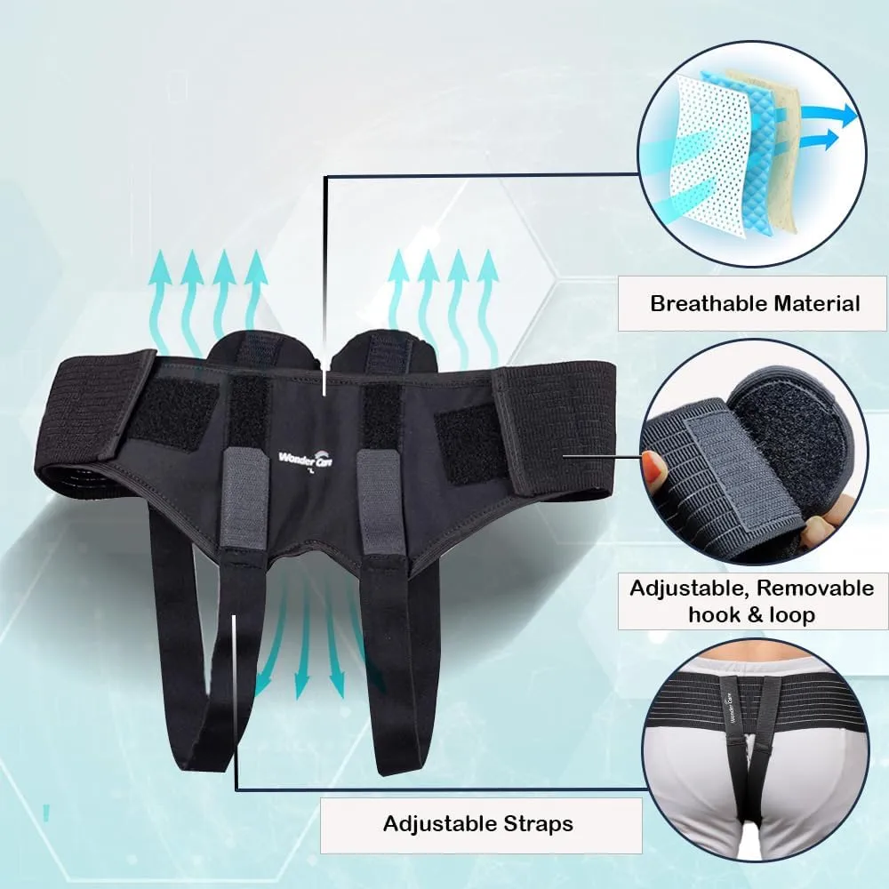 Wonder Care - Inguinal Hernia Support Belt Groin Truss Brace Post Surgery Hernia Pain Relief, Two Compression Pressure Foam Pads, Adjustable Elastic straps-A107 XL