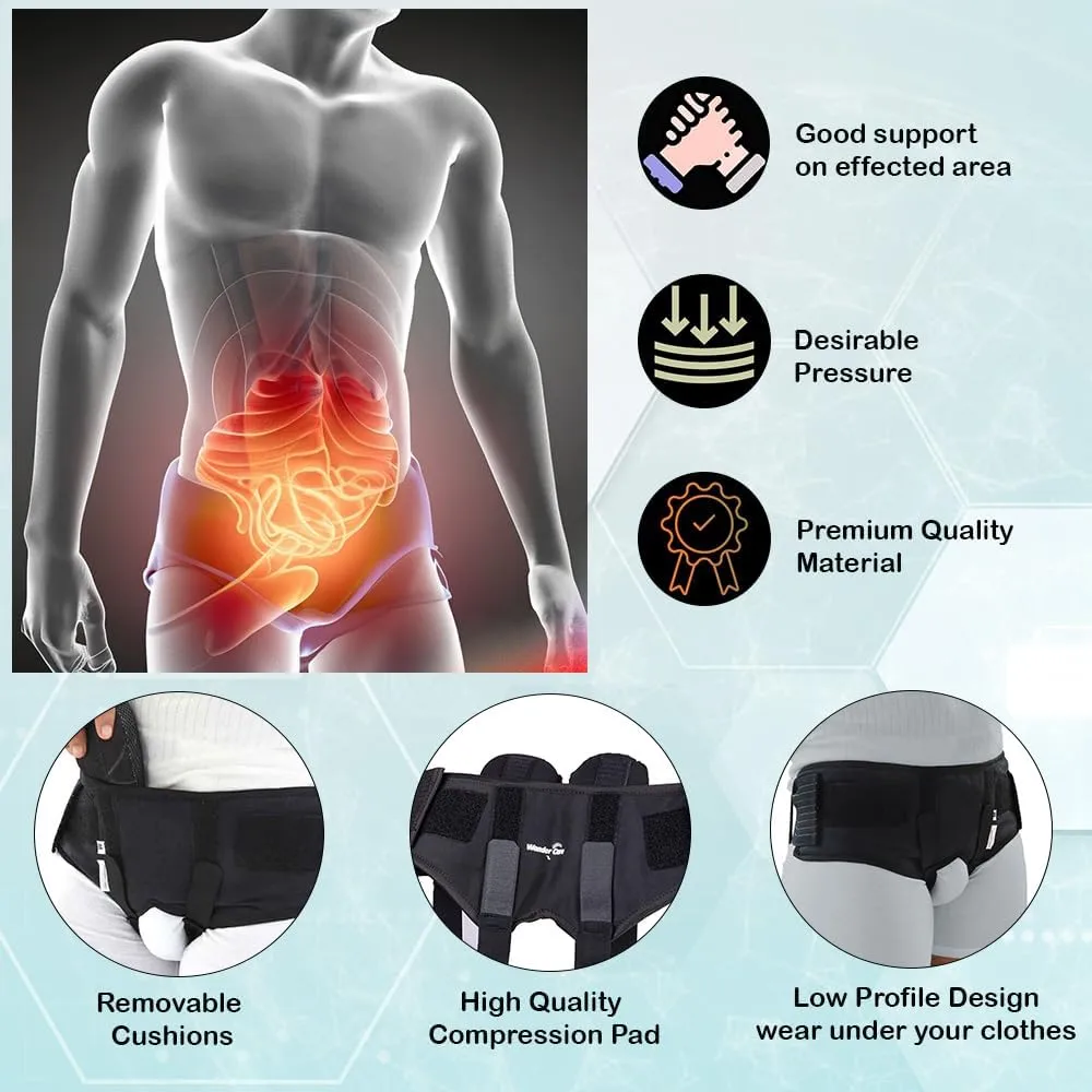 Wonder Care - Inguinal Hernia Support Belt Groin Truss Brace Post Surgery Hernia Pain Relief, Two Compression Pressure Foam Pads, Adjustable Elastic straps-A107 XL