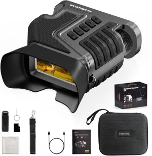 WOSPORTS Night Vision Goggles for Adults – 4K Binoculars with 48MP Photo, 1300ft Infrared Scope, 10X Optical Zoom, Digital Zoom Camera, NVG for Hunting Camping Wildlife Travel – Gifts for Men