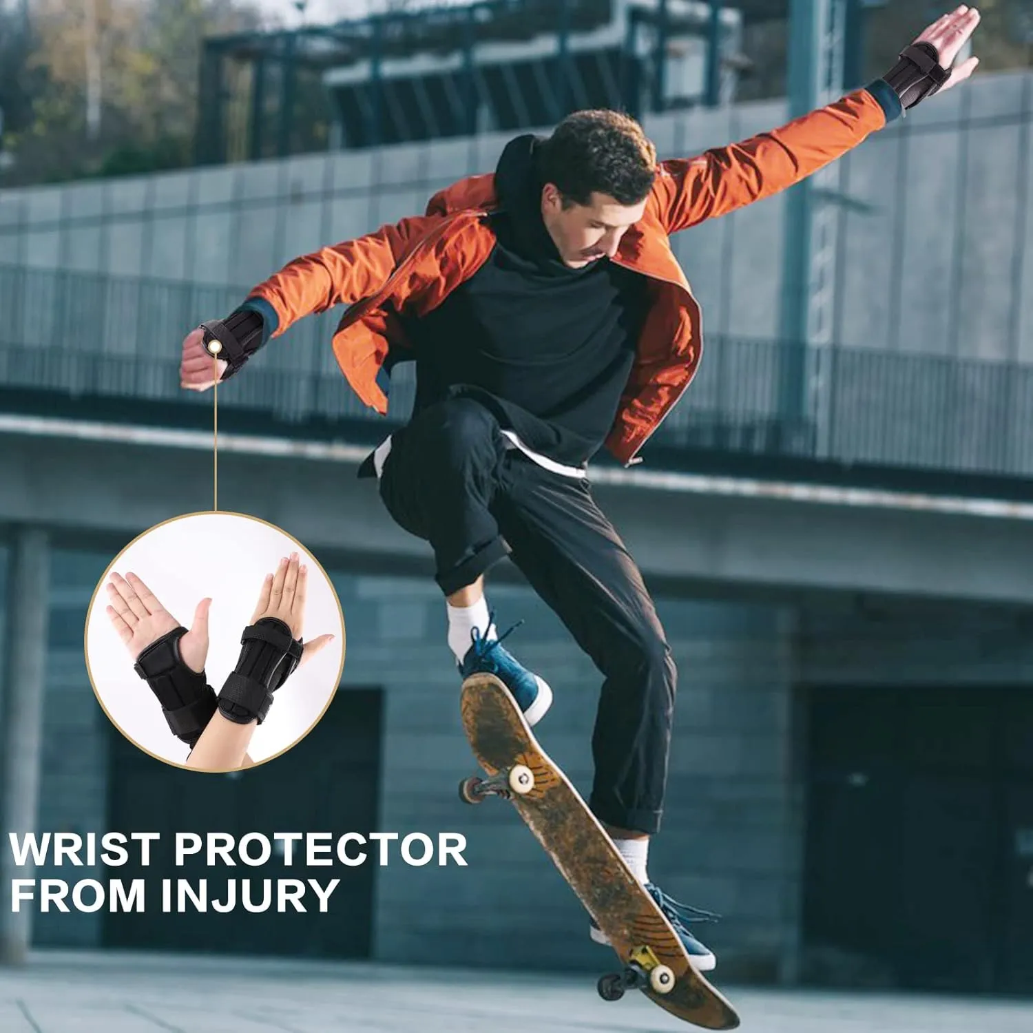 Wrist Guard, Wrist Support for Roller Skating Snowboarding Skateboarding , Protective Gear Wrist Brace for Adults/Kids/Youth (1 Pair)