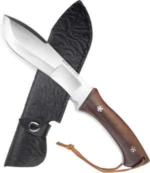 WT04 11.6'' Kukri Machete, Fulltang Fixed Blade Tactical Knife with Sheath, M390 Steel Knives with Rosewood Handle, Hunting, Camping Gifts for Men (White)