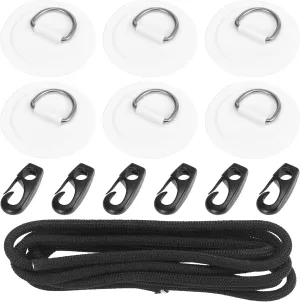X AUTOHAUX D Ring Patch PVC Stainless Steel Round Shape D Ring Pad Set for Inflatable Boat Kayak Canoe Deck White with Hook Rope