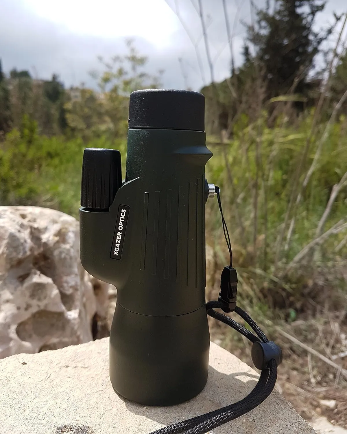 Xgazer Optics 12x50 Point View High Powered Monocular- Waterproof Bird Watching, Hunting, Fishing,Travel, Safari, Hiking, Monocular- Long Range, Eye-Relief Monocular w/Wrist Strap, Case & Cloth