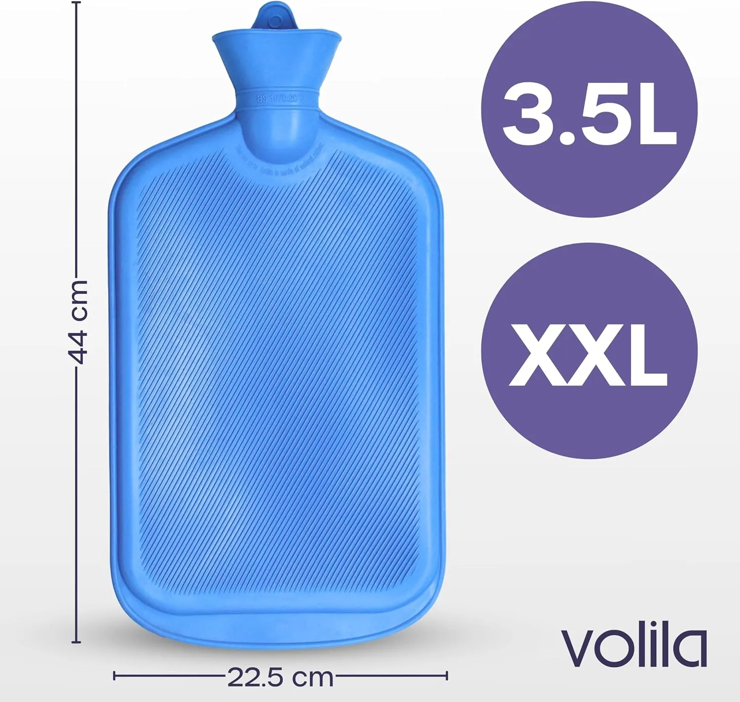 XXX-Large Hot Water Bottle with Cover - 3.5L Blue Hot Water Bag for Pain Relief - 118Fl Oz Extra Large Washable Soft Faux Fur, Big Hot Water Pack for Sore Muscles, Period Cramps, Hot and Cold Compress