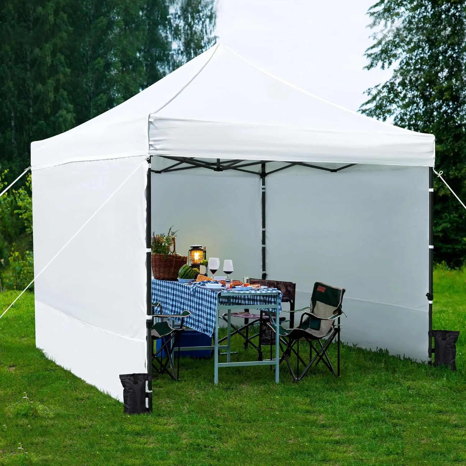 Yaheetech 10x10 Pop Up Commercial Canopy Tent with 4 Removable Sidewalls, Sandbags, Stakes & Ropes, Waterproof Instant Canopies for Wedding Party Commercial Event Pavilion, White