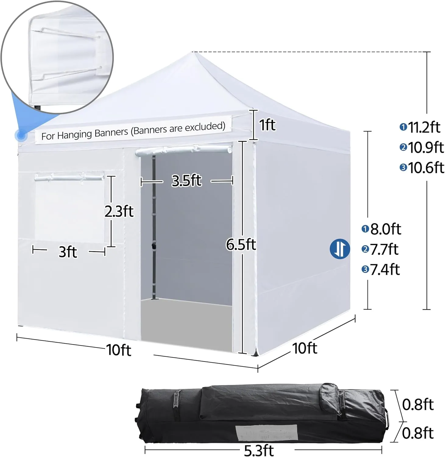 Yaheetech 10x10 Pop Up Commercial Canopy Tent with 4 Removable Sidewalls, Sandbags, Stakes & Ropes, Waterproof Instant Canopies for Wedding Party Commercial Event Pavilion, White