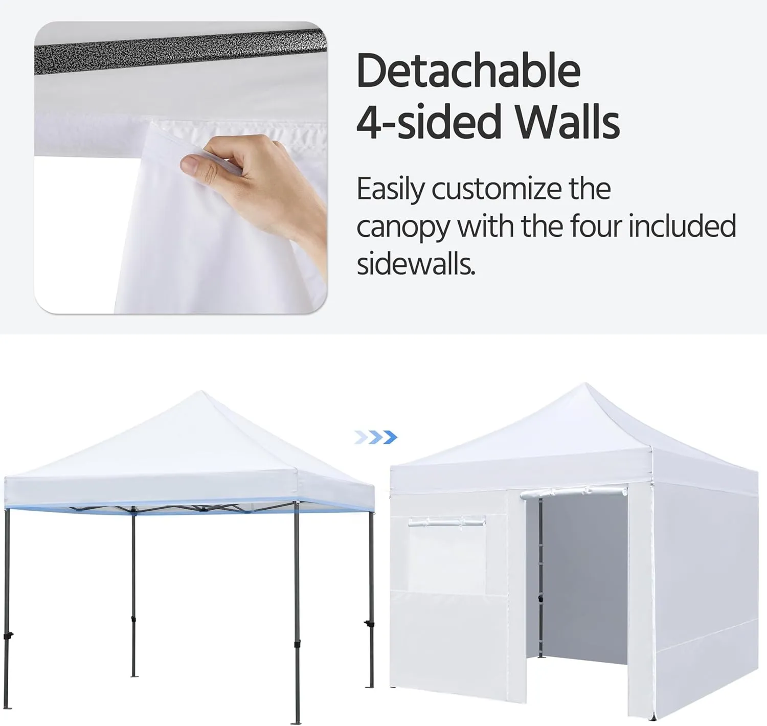 Yaheetech 10x10 Pop Up Commercial Canopy Tent with 4 Removable Sidewalls, Sandbags, Stakes & Ropes, Waterproof Instant Canopies for Wedding Party Commercial Event Pavilion, White