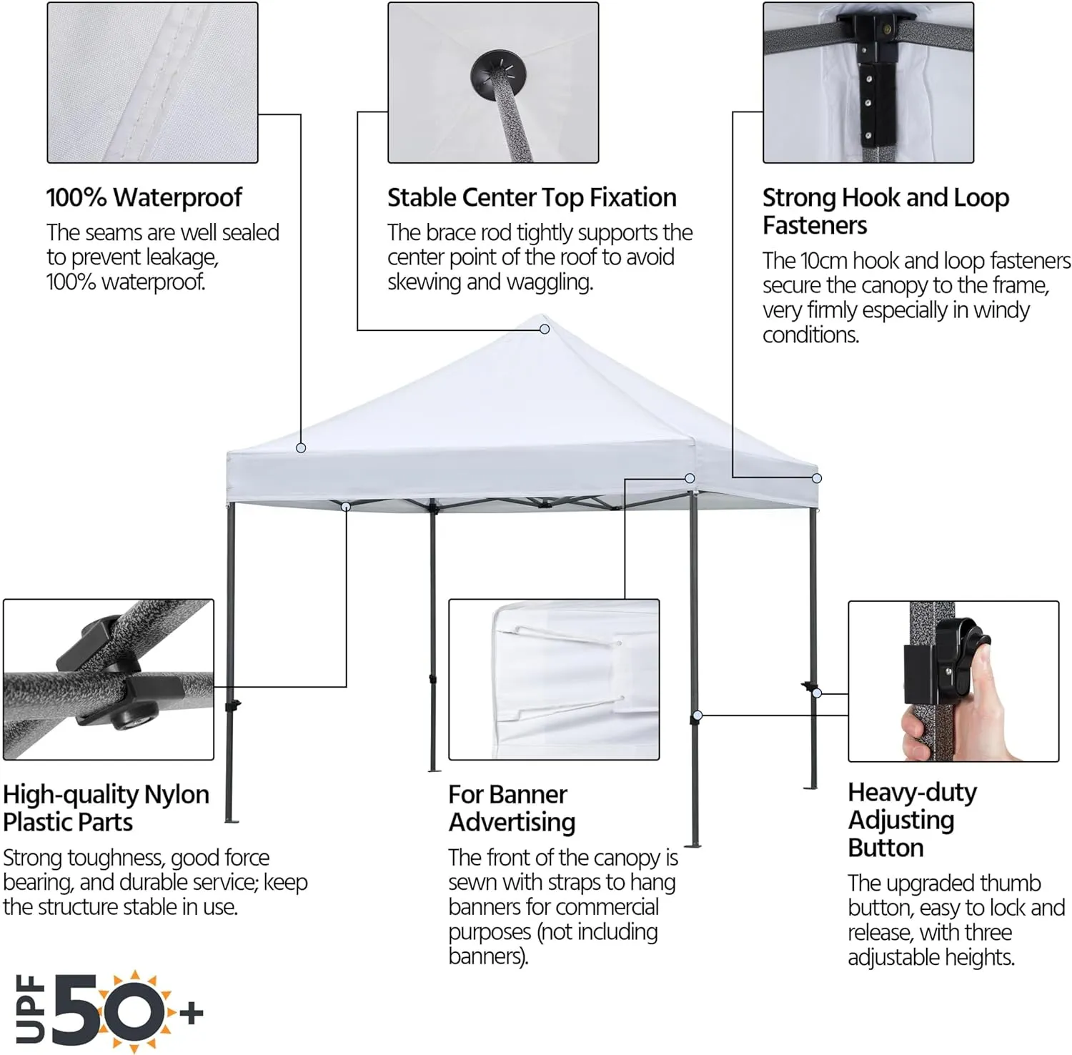Yaheetech 10x10 Pop Up Commercial Canopy Tent with 4 Removable Sidewalls, Sandbags, Stakes & Ropes, Waterproof Instant Canopies for Wedding Party Commercial Event Pavilion, White