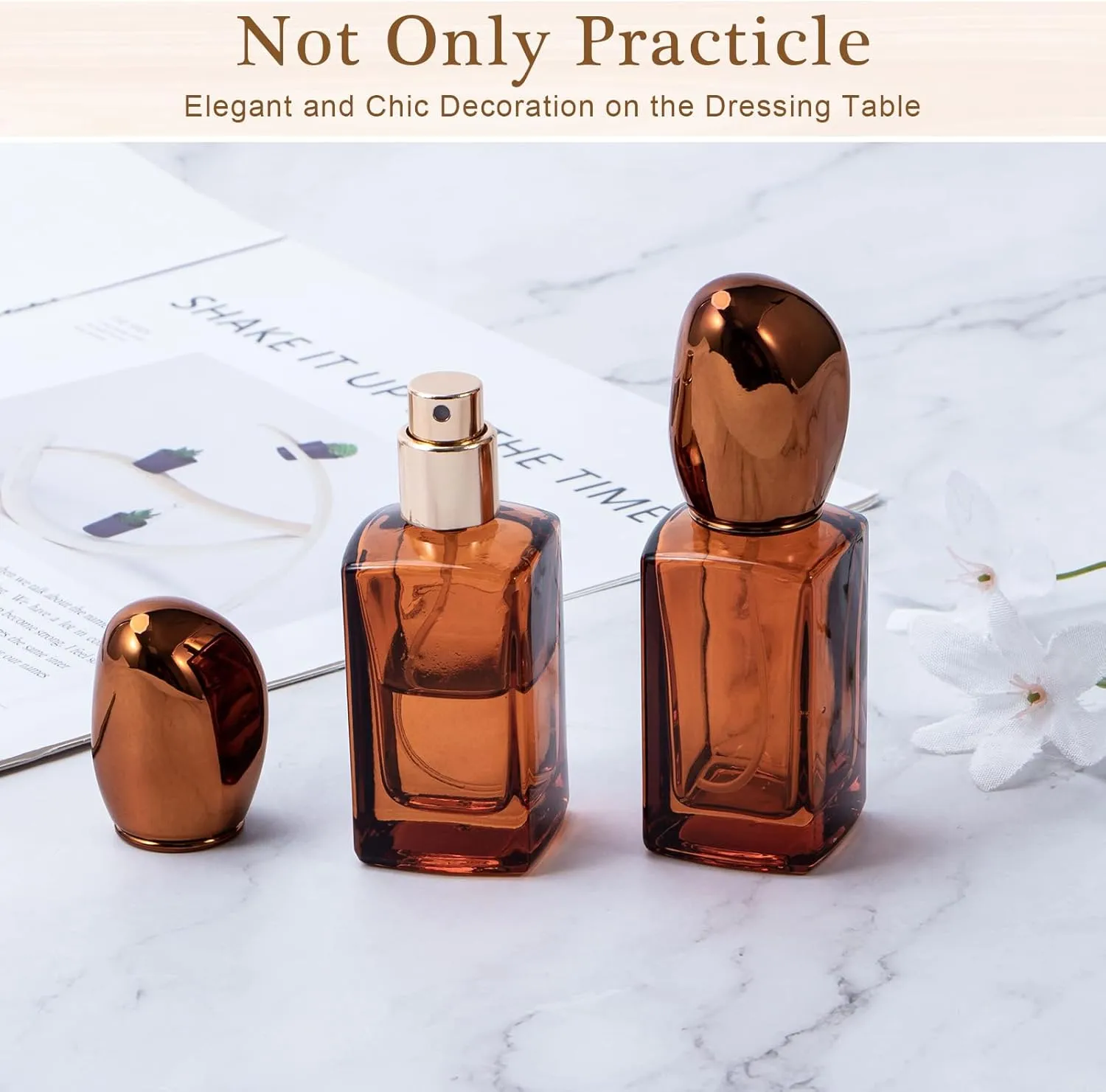 Yebeauty Perfume Travel Refillable Bottles, 6pcs 30ml Glass Travel Perfume Bottles Refillable Empty Perfume Atomizer Sprayer Bottle for Perfume Cologne Amber