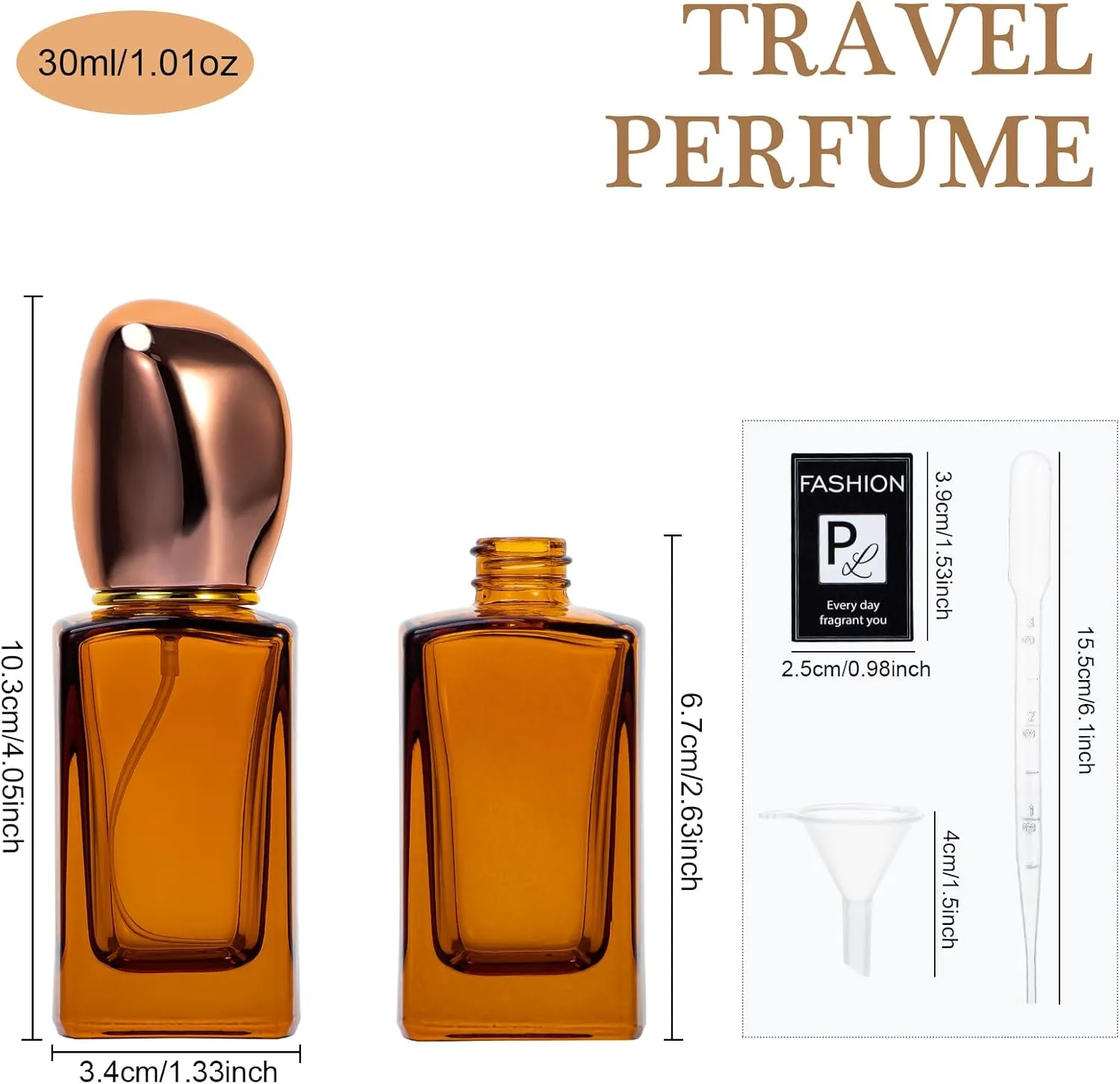 Yebeauty Perfume Travel Refillable Bottles, 6pcs 30ml Glass Travel Perfume Bottles Refillable Empty Perfume Atomizer Sprayer Bottle for Perfume Cologne Amber