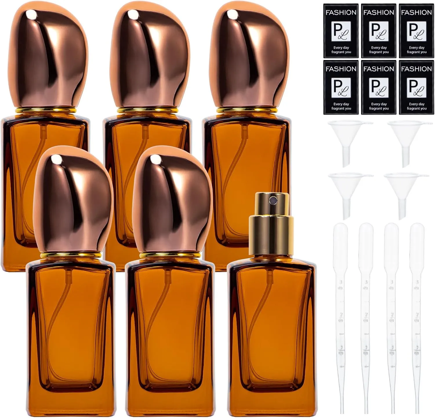 Yebeauty Perfume Travel Refillable Bottles, 6pcs 30ml Glass Travel Perfume Bottles Refillable Empty Perfume Atomizer Sprayer Bottle for Perfume Cologne Amber