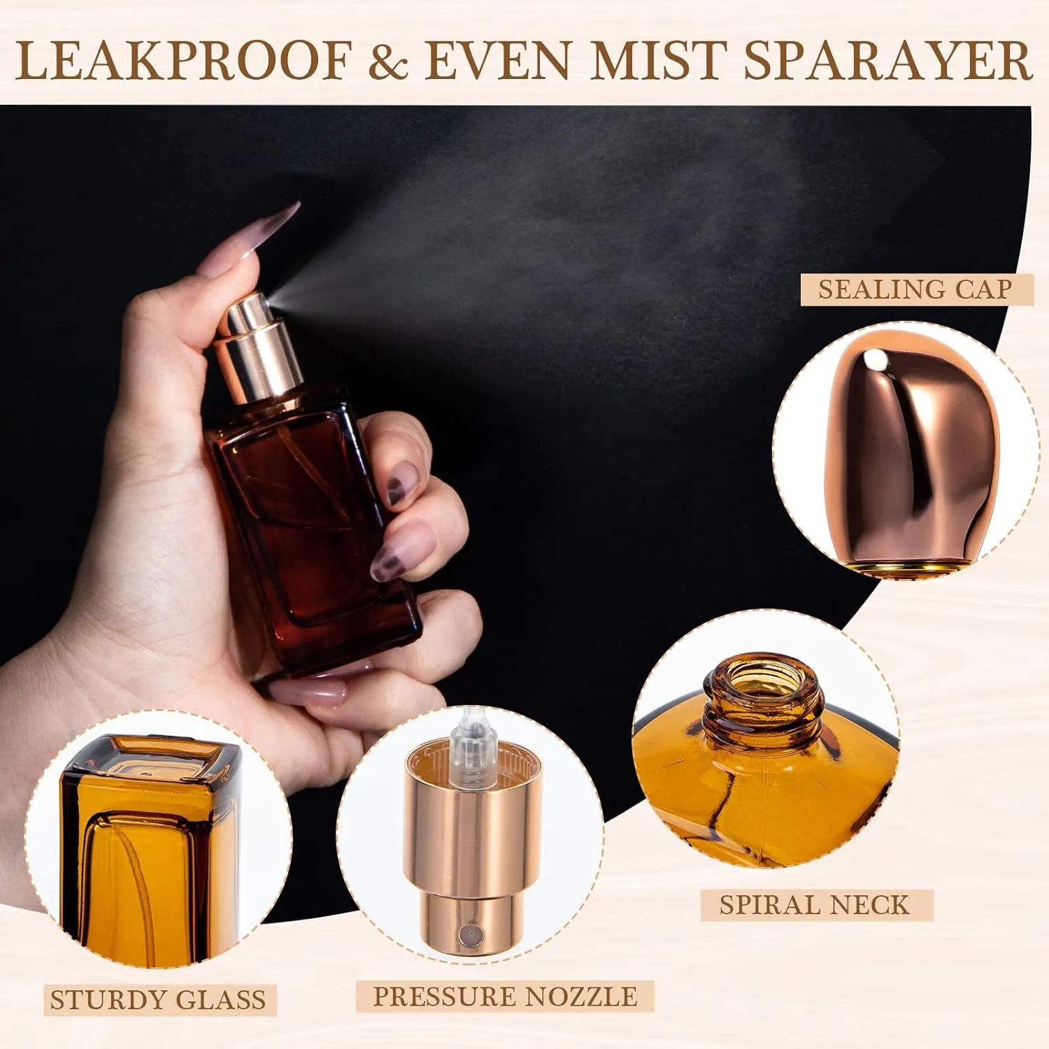 Yebeauty Perfume Travel Refillable Bottles, 6pcs 30ml Glass Travel Perfume Bottles Refillable Empty Perfume Atomizer Sprayer Bottle for Perfume Cologne Amber