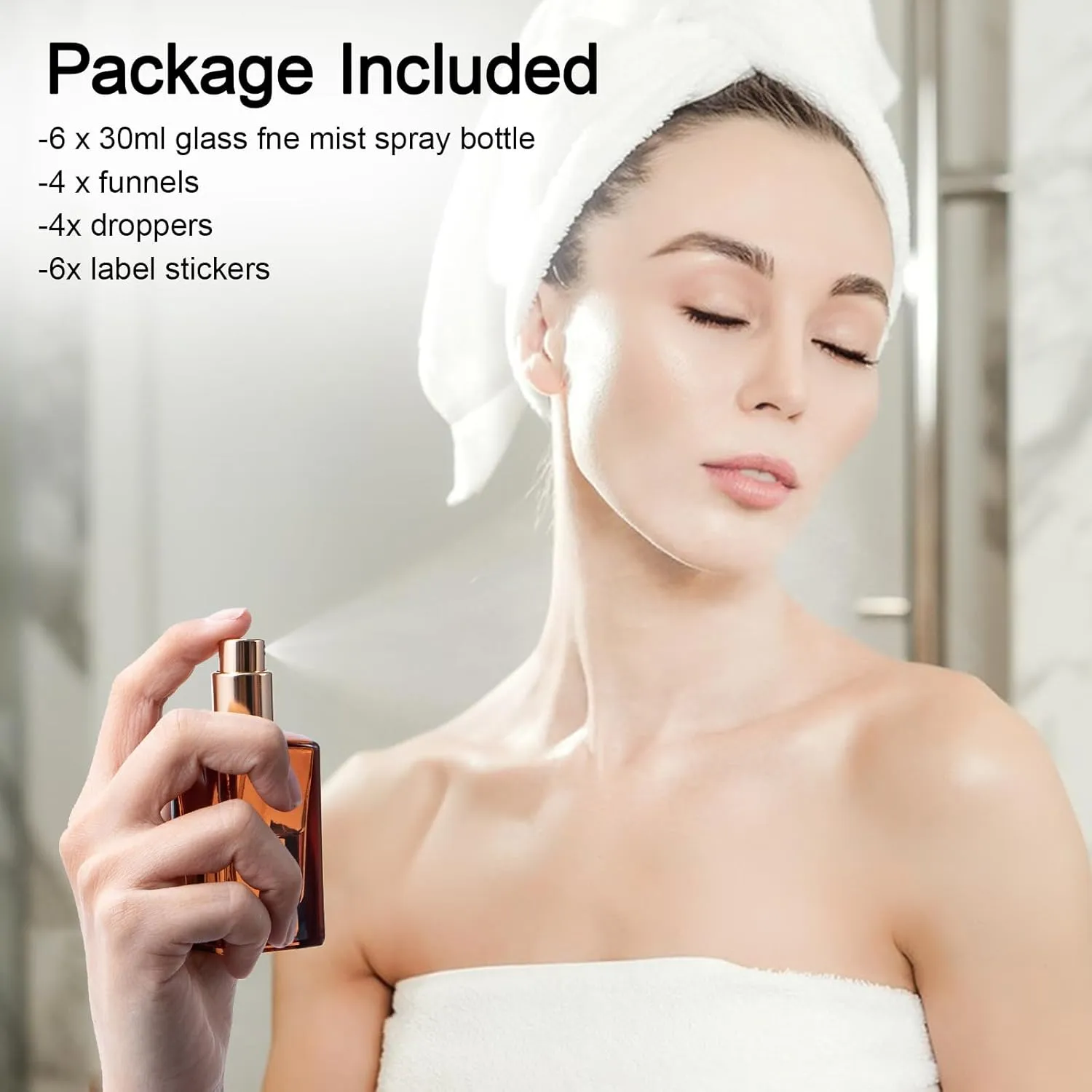 Yebeauty Perfume Travel Refillable Bottles, 6pcs 30ml Glass Travel Perfume Bottles Refillable Empty Perfume Atomizer Sprayer Bottle for Perfume Cologne Amber