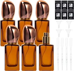 Yebeauty Perfume Travel Refillable Bottles, 6pcs 30ml Glass Travel Perfume Bottles Refillable Empty Perfume Atomizer Sprayer Bottle for Perfume Cologne Amber