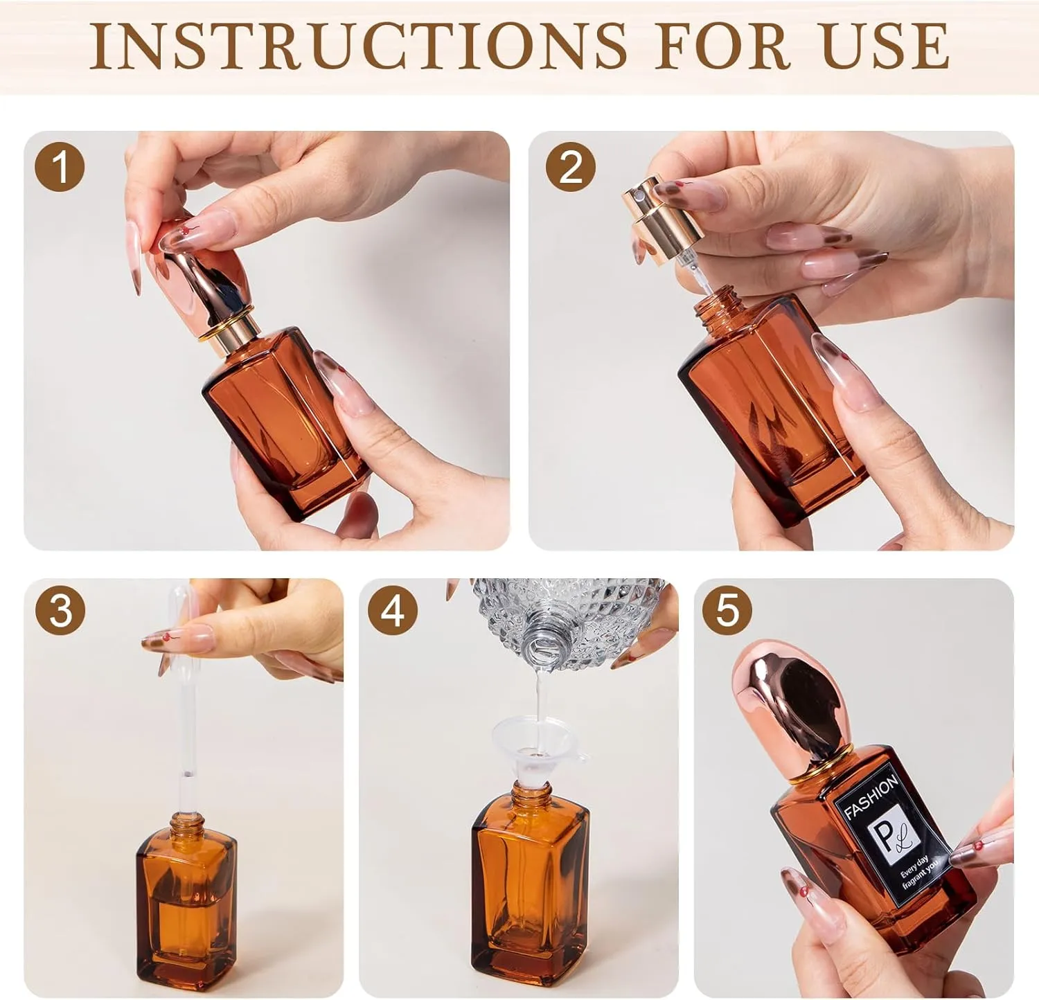 Yebeauty Perfume Travel Refillable Bottles, 6pcs 30ml Glass Travel Perfume Bottles Refillable Empty Perfume Atomizer Sprayer Bottle for Perfume Cologne Amber