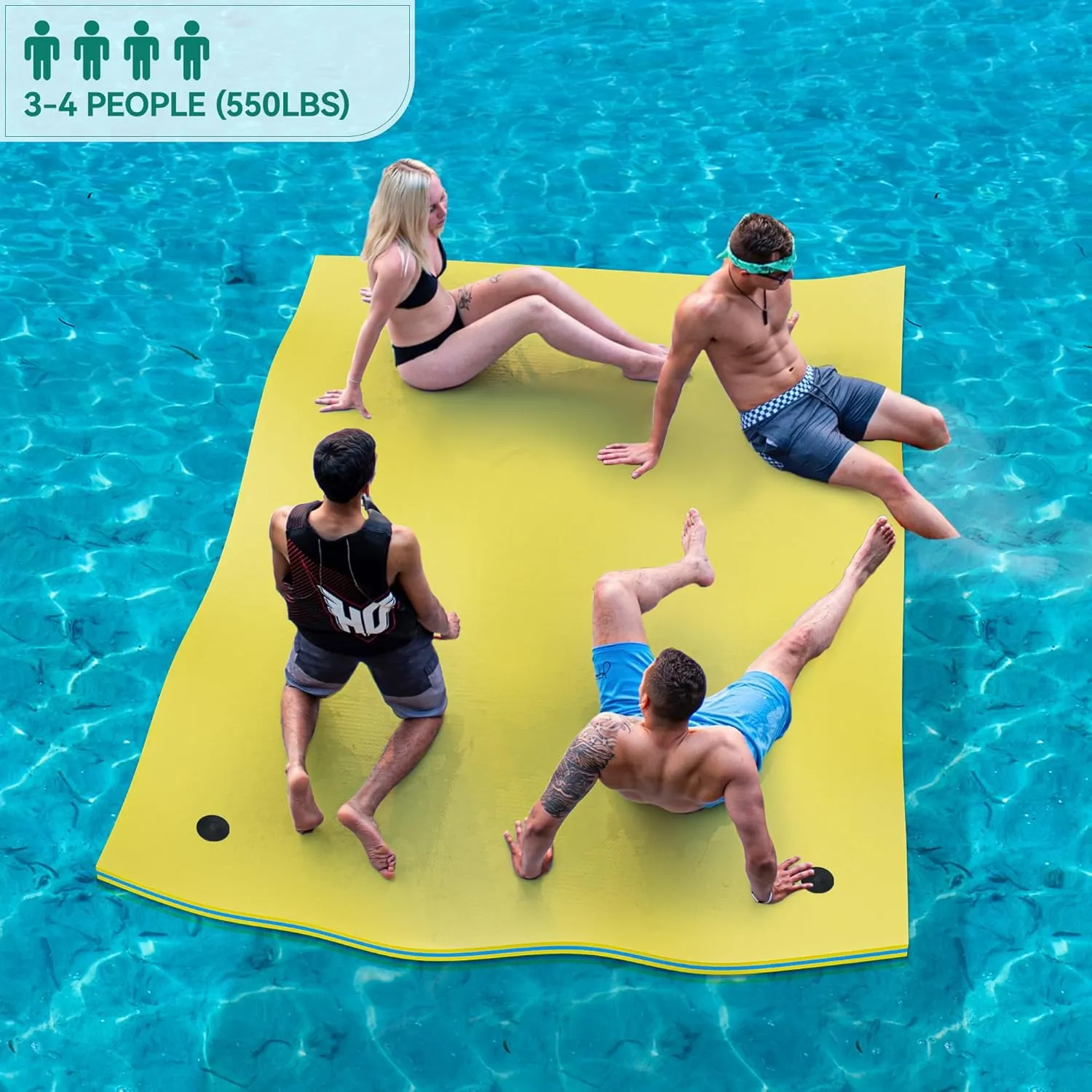 YITAHOME 9' X 6' Lily Pad Floating Mat for Lake and Pool, Portable Outdoor Water Floating Mat, 3-Layer XPE Floating Island for Boat, Beach, Ocean