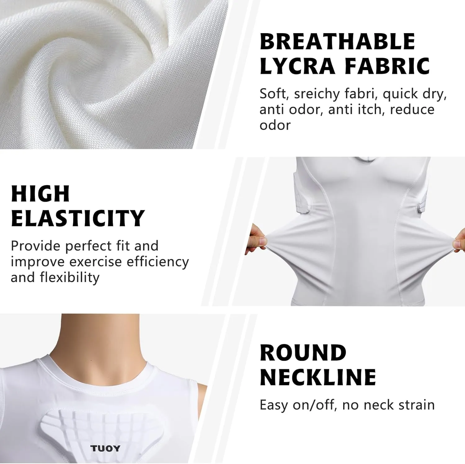 Youth Padded Compression Shirt Vest Rib Chest Protector Football Baseball