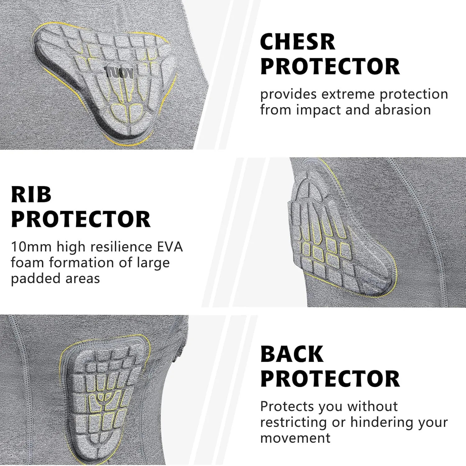 Youth Padded Compression Shirt Vest Rib Chest Protector Football Baseball