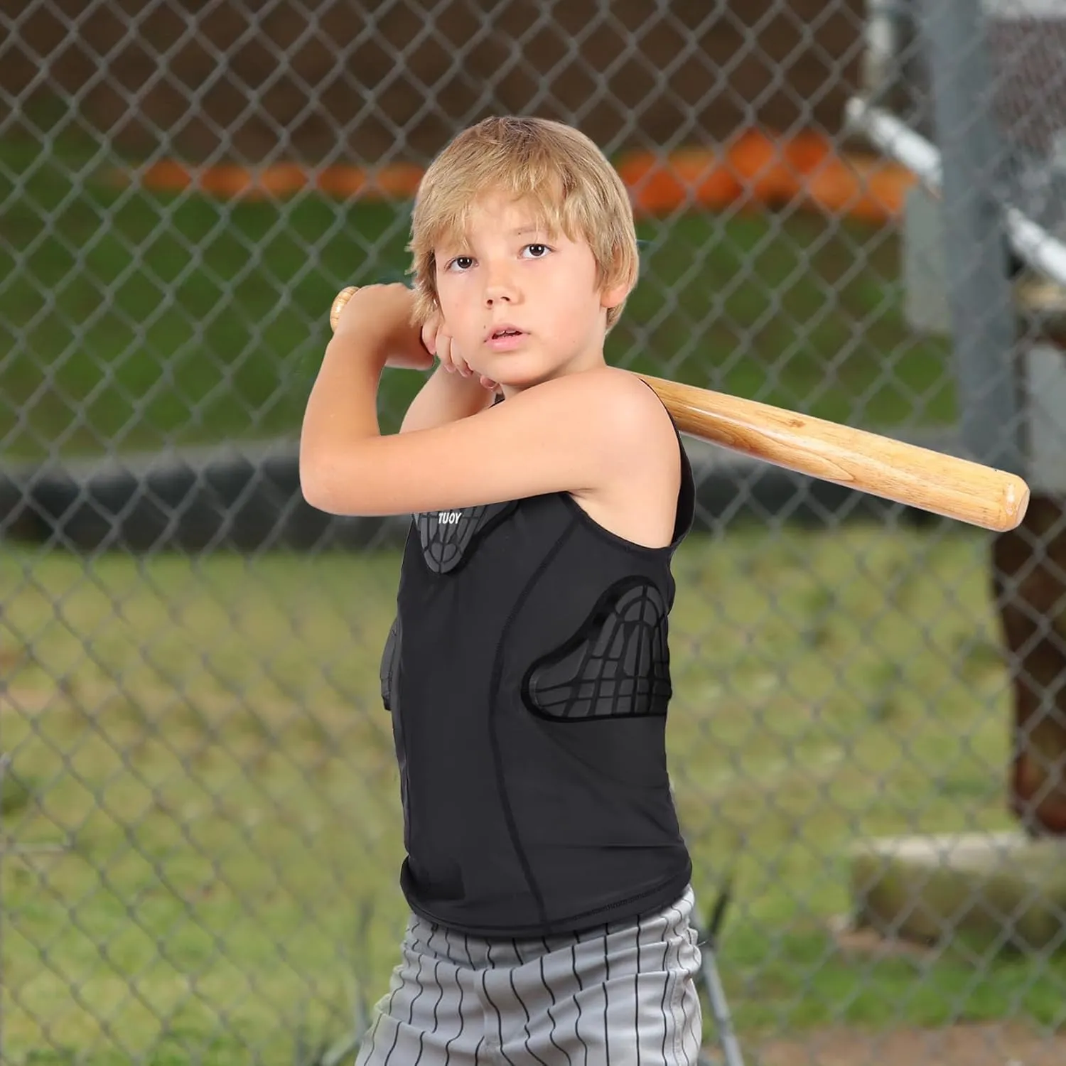 Youth Padded Compression Shirt Vest Rib Chest Protector Football Baseball