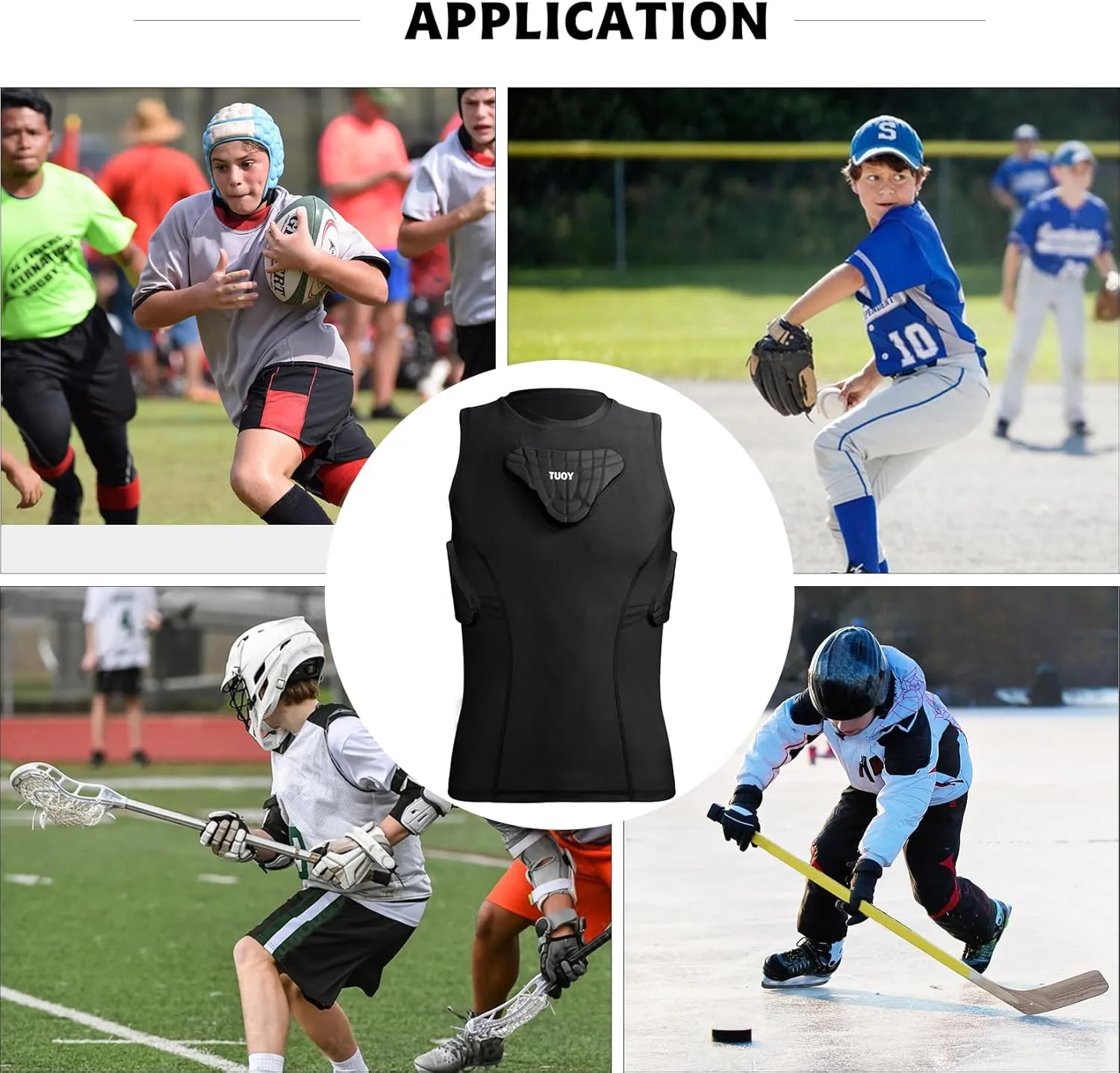 Youth Padded Compression Shirt Vest Rib Chest Protector Football Baseball